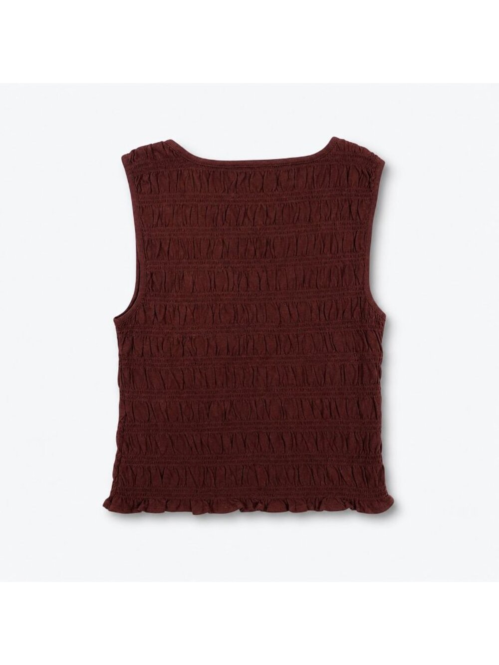 Madewell Smocked Boatneck Tank Top Women’s XS Henna Brown Cotton Linen Blend NWT - Picture 2 of 16